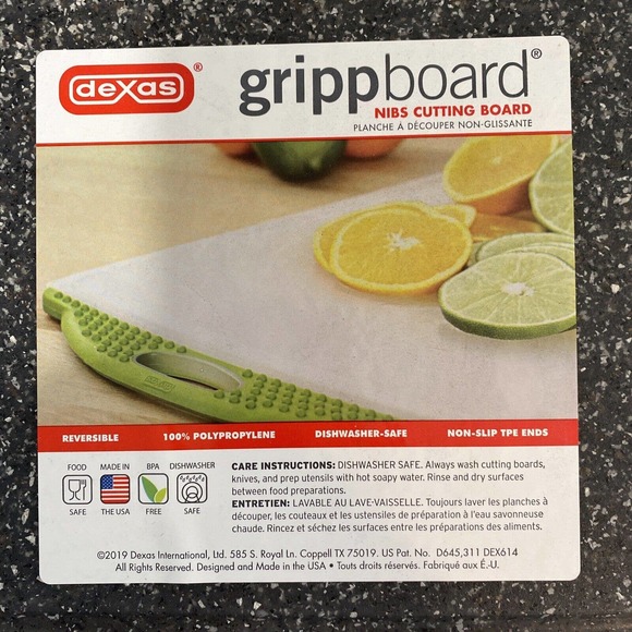 Dexas GrippBoard * Cutting Board 10.5x16.75 Gray Granite - Picture 2 of 4